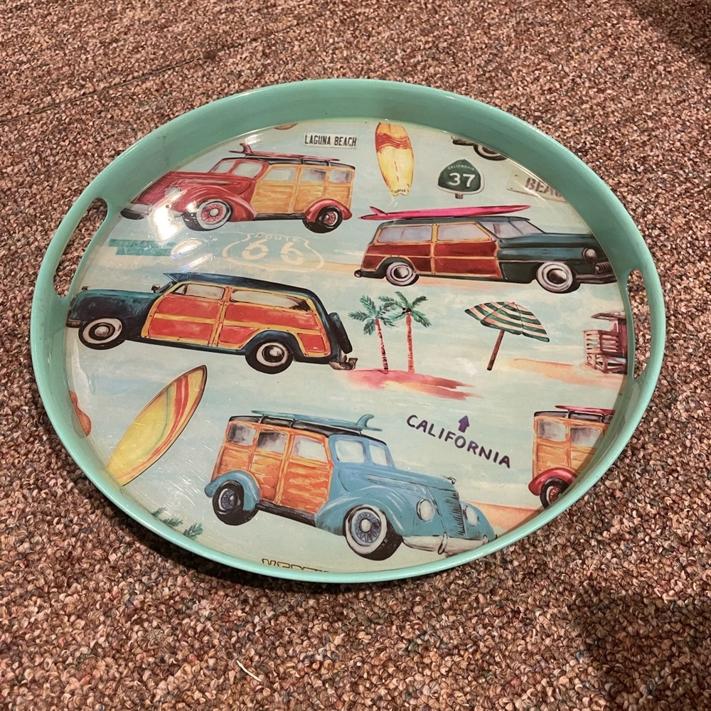 Colorful Surfboard and Car Design Tray